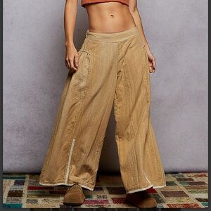 💕 NEW! POL Wide-Leg Linen-Blend Pants in Tan